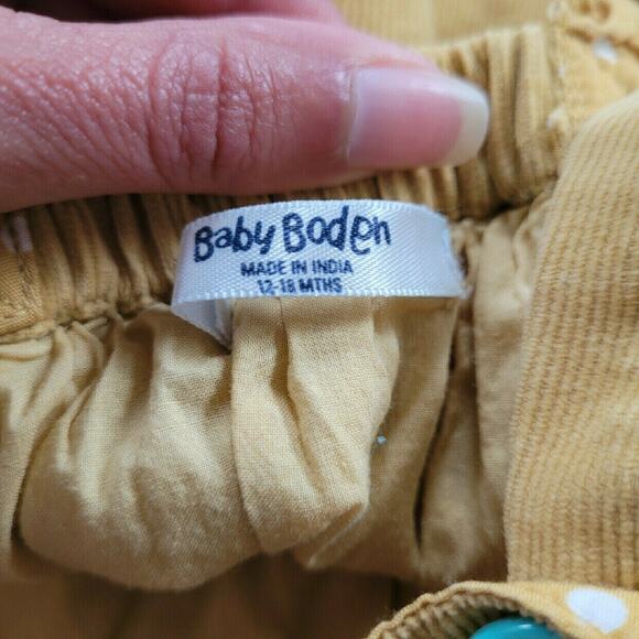Mini Boden Yellow Corduroy Goose Pinnie - Picture 7 of 7